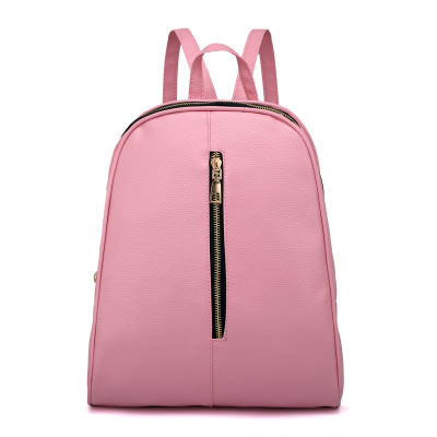 Fashion Pink Pure Color Decorated High-capacity Backpack