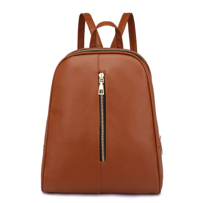 Fashion Light Brown Pure Color Decorated High-capacity Backpack
