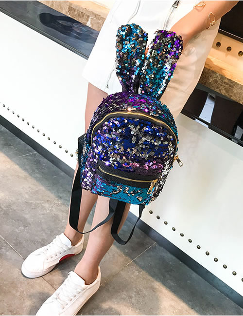 Fashion Blue Cartoon Rabbit Shape Design Leisure Travel Bag