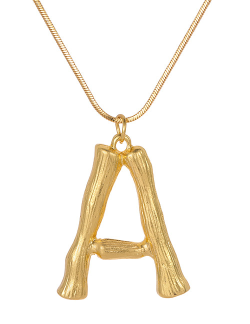 Fashion Gold Color Letter A Pendant Decorated Necklace