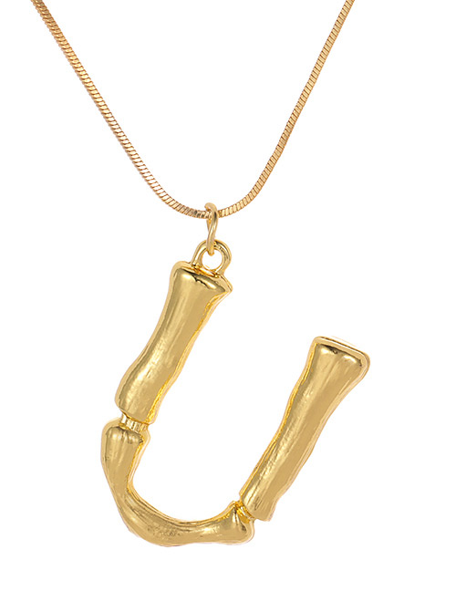 Fashion Gold Color Letter U Pendant Decorated Necklace