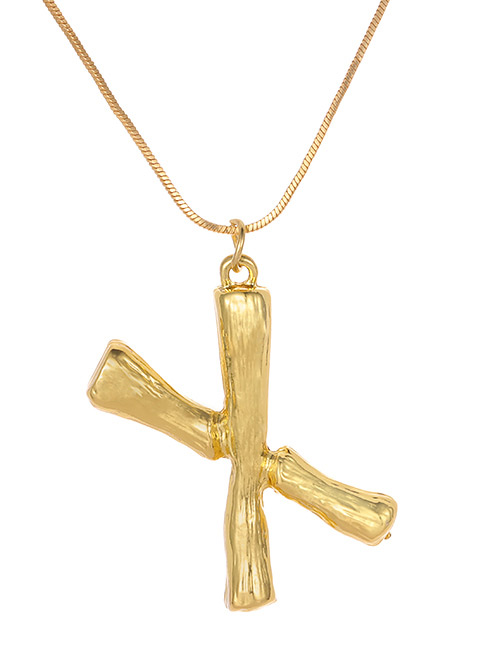 Fashion Gold Color Letter X Pendant Decorated Necklace