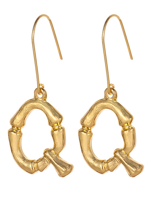 Fashion Gold Color Letter Q Decorated Pure Color Earrings