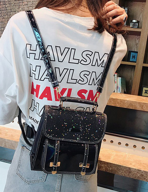Fashion Black Sequins Pattern Decorated High-capacity Bag