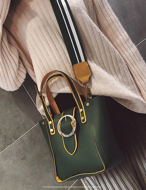 Fashion Green Belt Buckle Decorated Bag