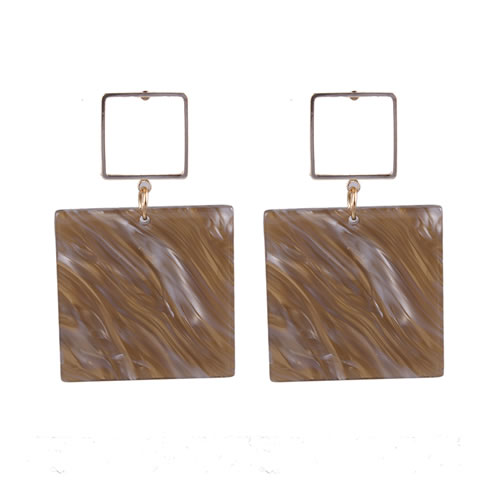 Fashion Brown Square Shape Decorated Pure Color Earrings