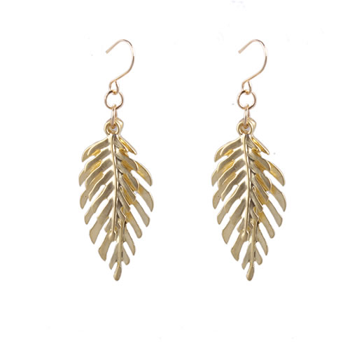 Fashion Gold Color Leaf Decorated Pure Color Earrings