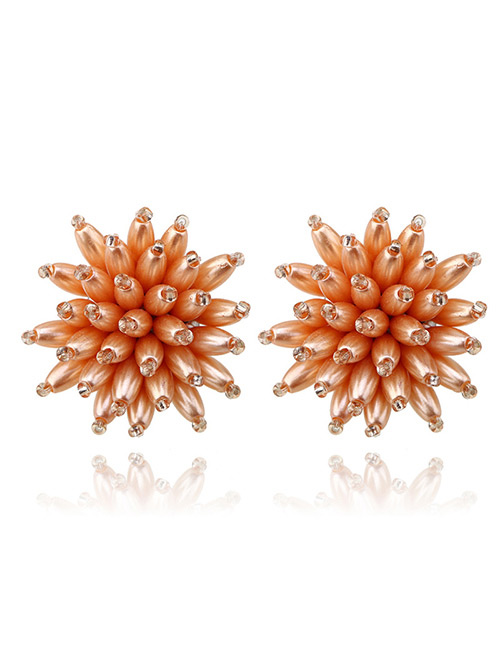 Trendy Orange Flowers Decorated Pure Color Earrings