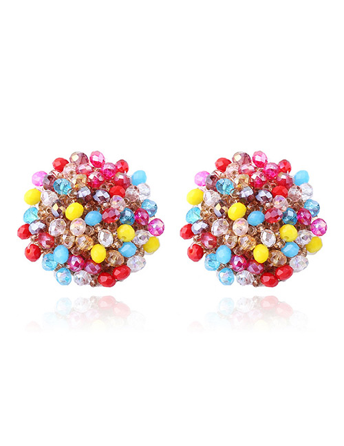 Exaggerated Multi-color Beads Decorated Color Matching Earrings