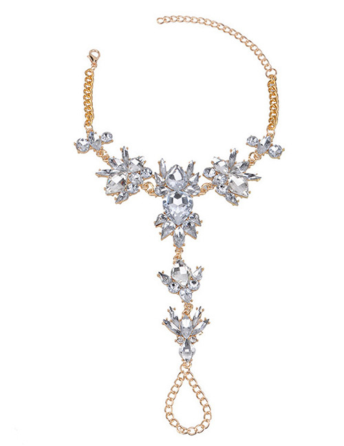 Trendy Gold Color Water Drop Shape Gemstone Decorated Bracelet