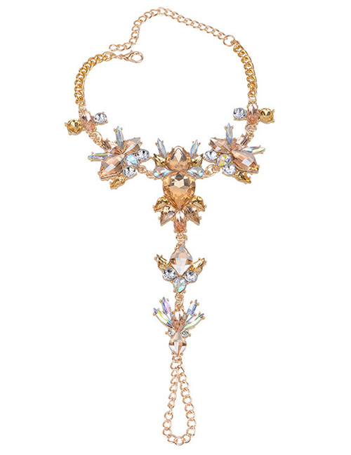 Trendy Champagne Water Drop Shape Gemstone Decorated Bracelet