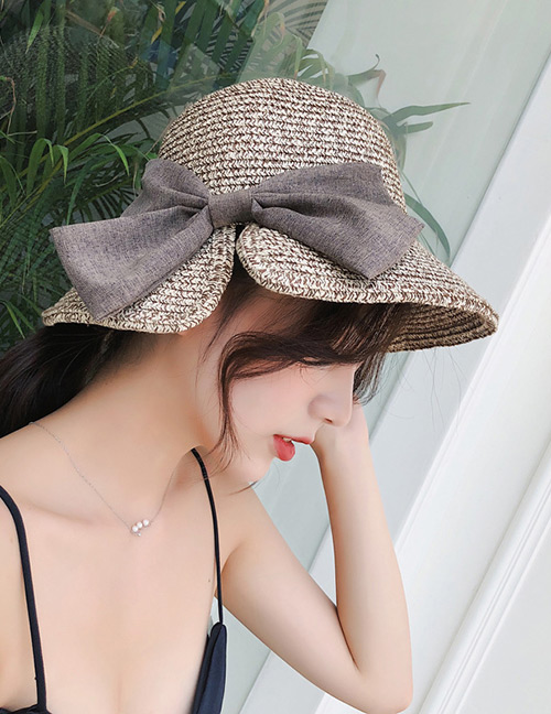 Fashion Khaki Bowknot Shape Decorated Hat