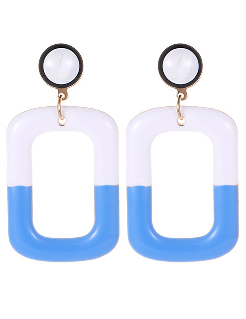 Fashion Blue Square Shape Decorated Color-matching Earrings