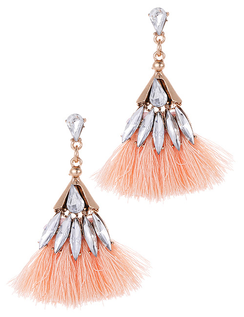 Fashion Light Orange Waterdrop Shape Decorated Tassel Earrings