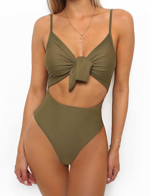 Sexy Green Bowknot Shape Decorated One-piece Swimwear