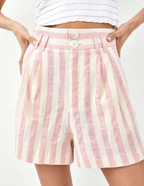 Fashion Pink Stripe Pattern Decorated Pants