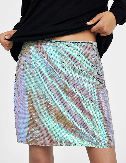 Fashion Silver Color Paillette Decorated Skirt