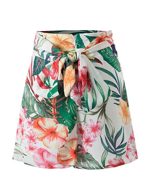 Fashion Green Flower Pattern Decorated Skirt