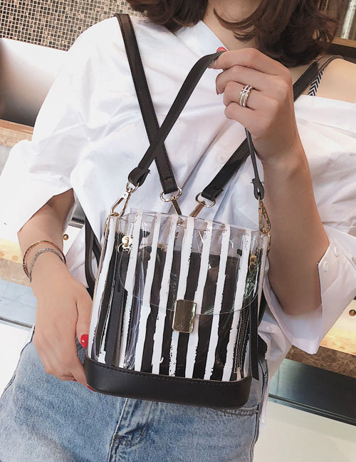 Fashion Black Stripe Pattern Decorated Bag(2pcs)