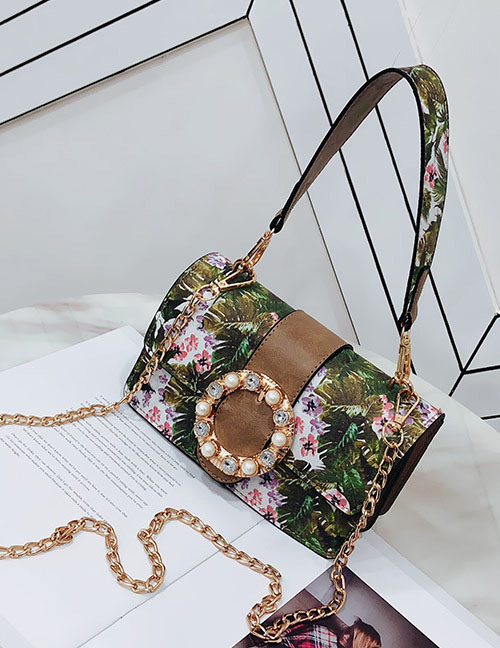 Fashion Khaki Flower Pattern Decorated Bag