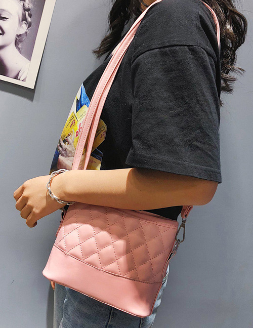 Fashion Pink Grid Pattern Decorated Bag
