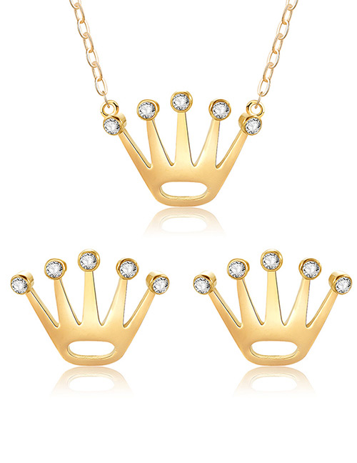 Fashion Gold Color Crown Shape Decorated Jewelry Sets