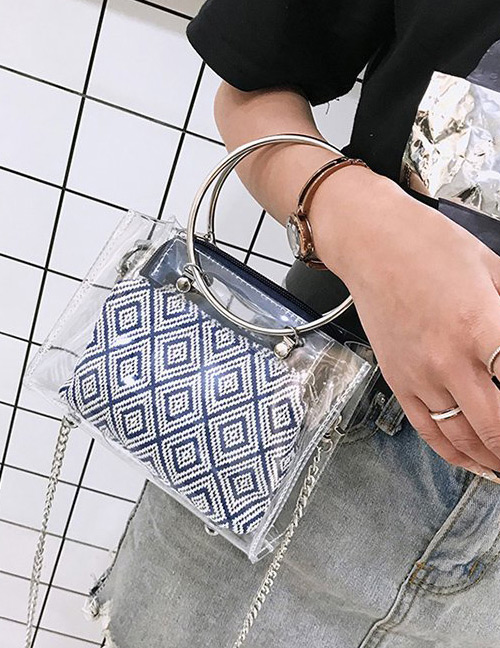 Fashion Blue Round Shape Decorated Bag(2pcs)