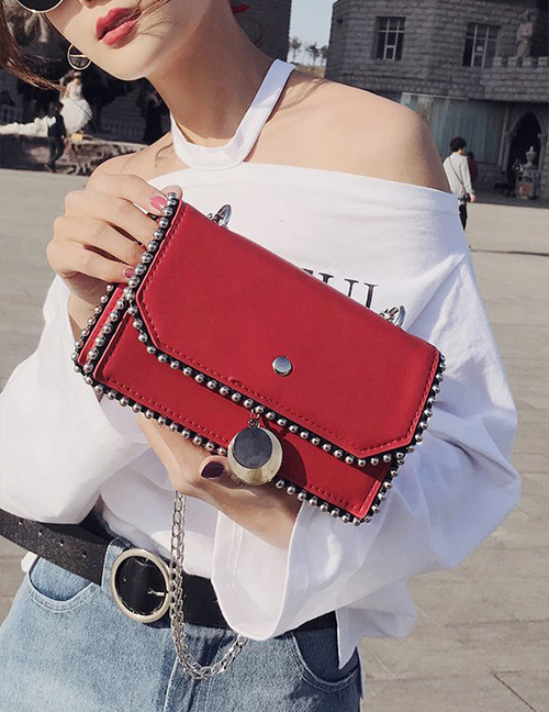 Fashion Red Rivet Decorated Bag