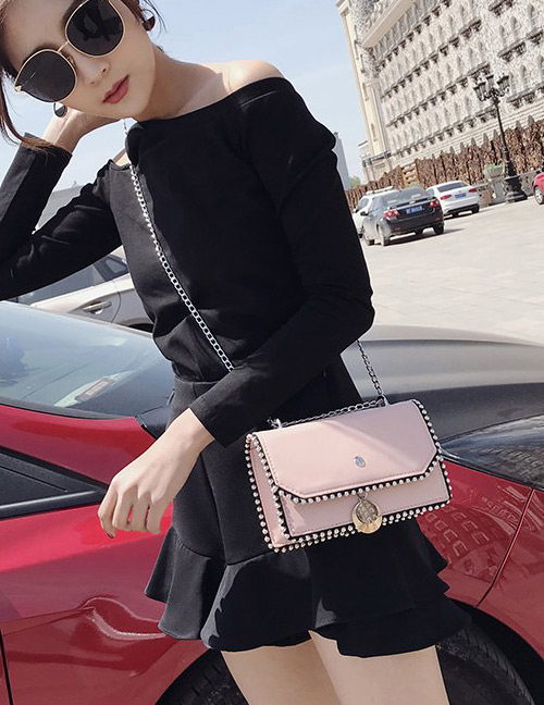 Fashion Pink Rivet Decorated Bag