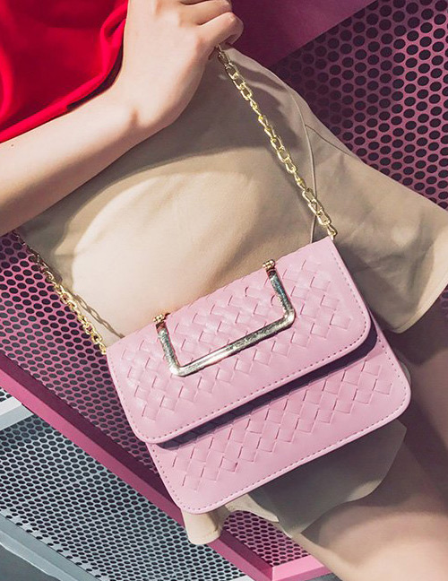 Fashion Pink Grid Pattern Decorated Bag