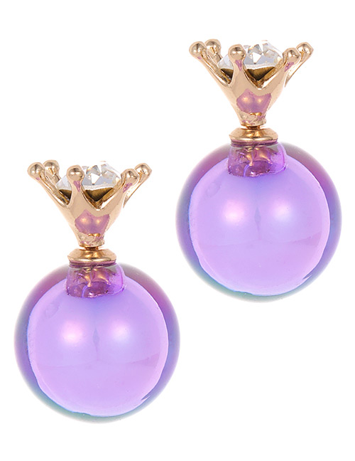 Fashion Purple Pure Color Decorated Earrings