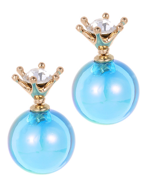 Fashion Blue Pure Color Decorated Earrings