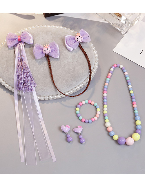 Lovely Purple Smiling Face Decorated Child Jewelry Sets