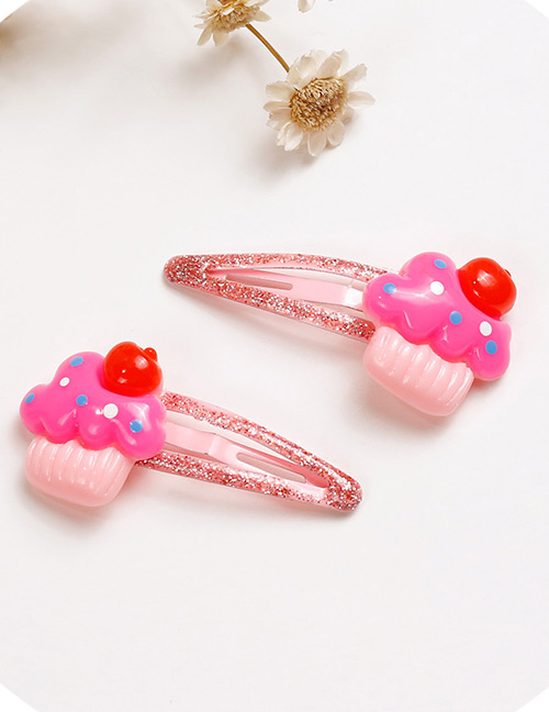 Lovely Pink+red Ice Cream Shape Desgin Baby Hair Clip (2pcs)