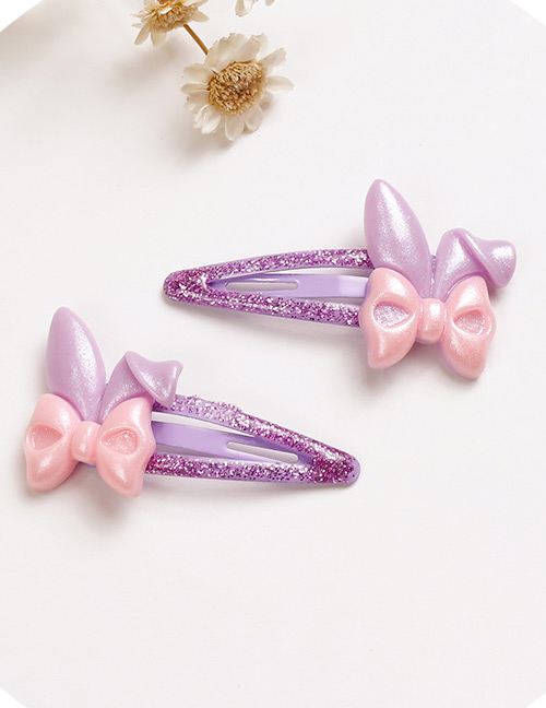 Lovely Purple+pink Bowknot Shape Design Baby Hair Clip (2pcs)
