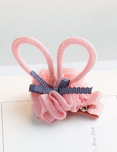 Lovely Pink Rabbit Ears Decorated Ball Shape Hair Clip