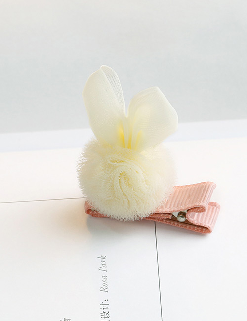 Lovely Light Yellow Rabbit Ears Decorated Ball Shape Hair Clip