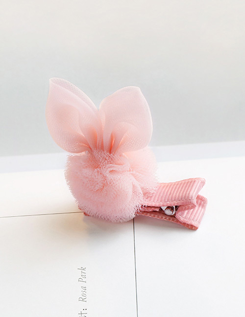 Lovely Pink Rabbit Ears Decorated Ball Shape Hair Clip