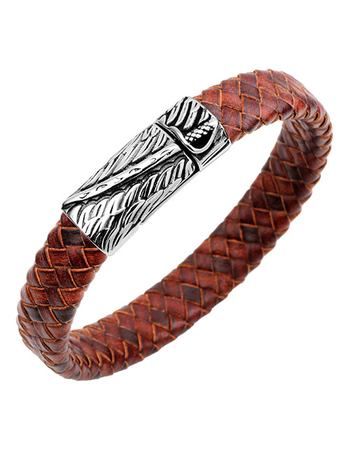 Fashion Brown Grid Pattern Decorated Bracelet