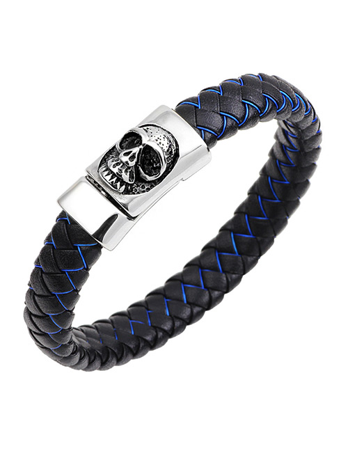 Fashion Blue+black Skull Shape Decorated Bracelet