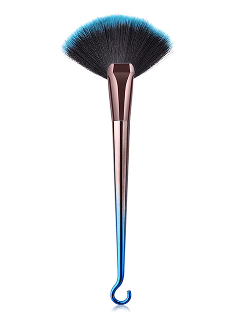 Fashion Blue+black Sector Shape Decorated Makeup Brush