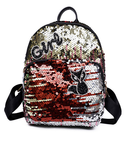 Fashion Multi-color Letter Pattern Decorated Backpack
