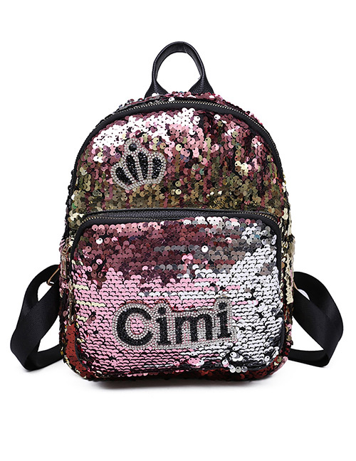 Fashion Multi-color Crown Pattern Decorated Backpack