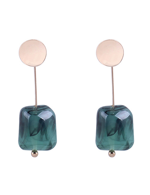 Fashion Green Square Shape Decorated Earrings