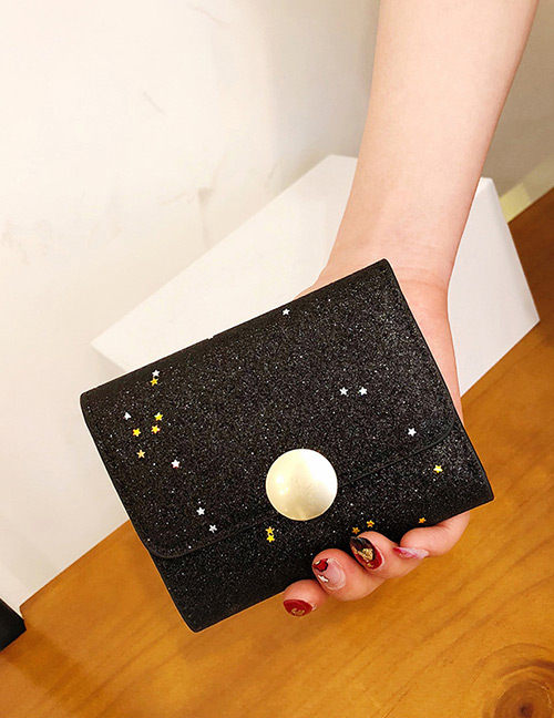 Fashion Black Square Shape Decorated Wallet