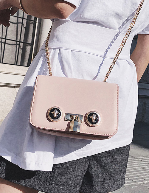 Fashion Pink Lock Decorated Shoulder Bag