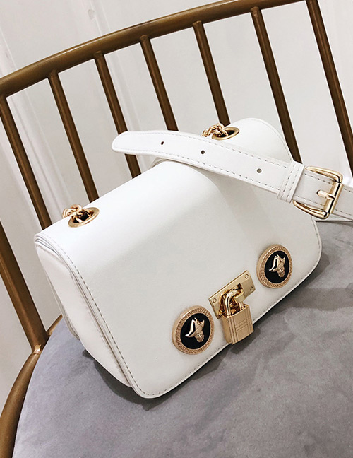 Fashion White Lock Decorated Shoulder Bag