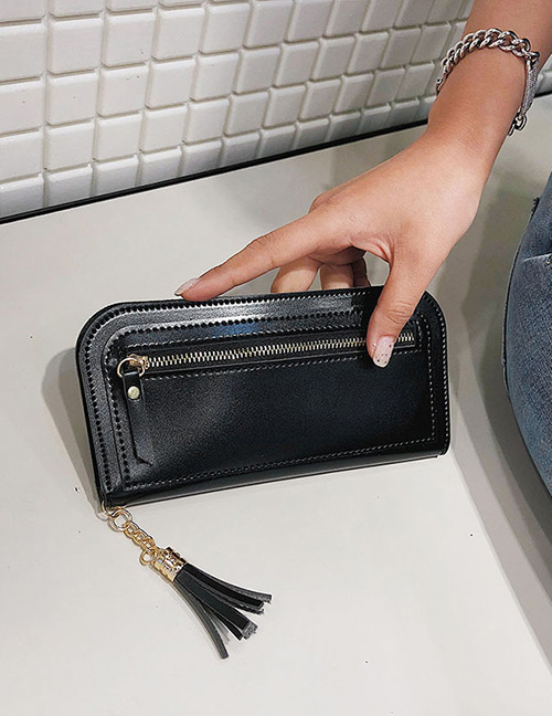 Fashion Black Zipper Decorated Wallet