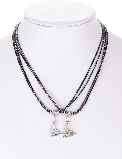 Fashion Black Letter Shape Decorated Necklace (2 Pcs )