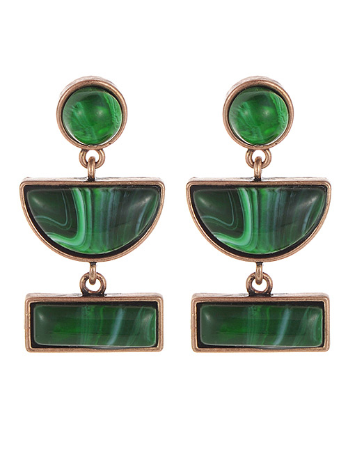 Fashion Green Semicircle Shape Decorated Earrings